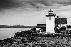 Grindle Point Lighthouse at Low Tide in Maine -BW